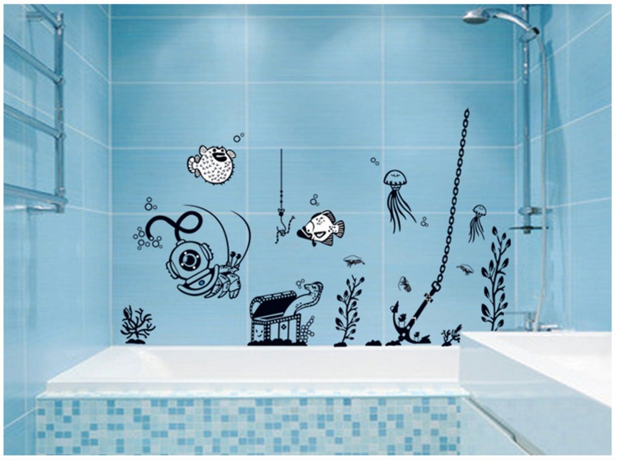 Роспись ванной комнаты своими руками (66 фото)