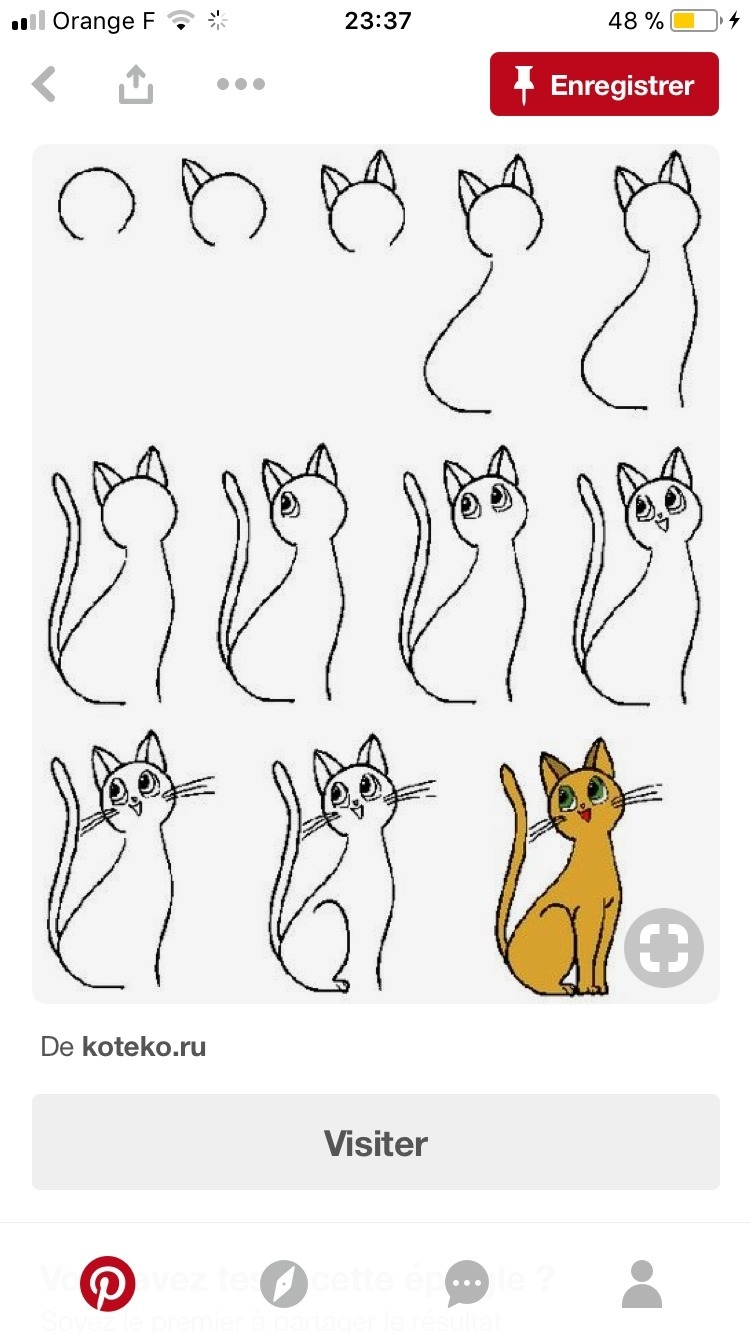 Рисунок кота пошагово