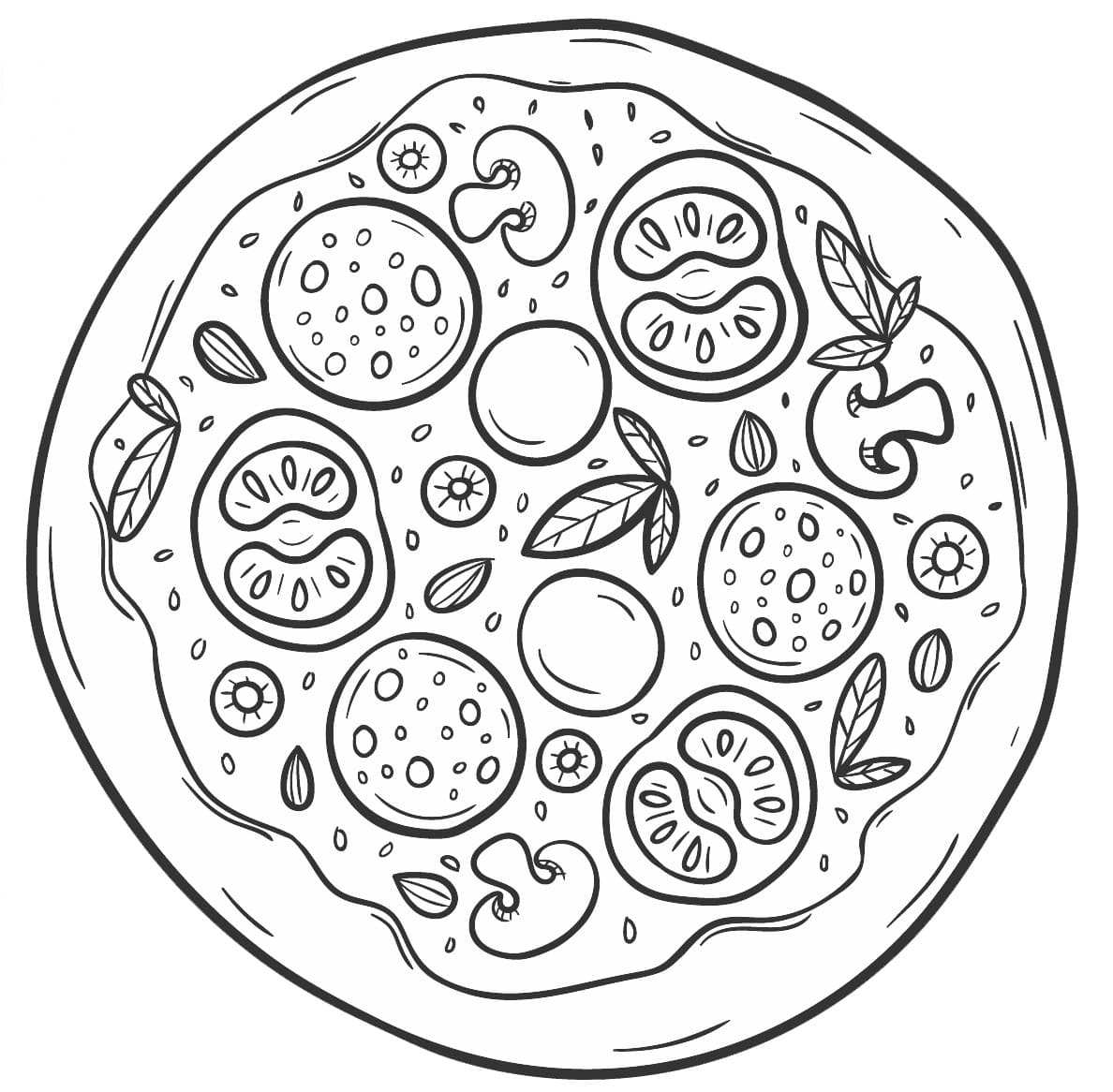 Раскраска Пицца — распечатать и скачать бесплатно для детей