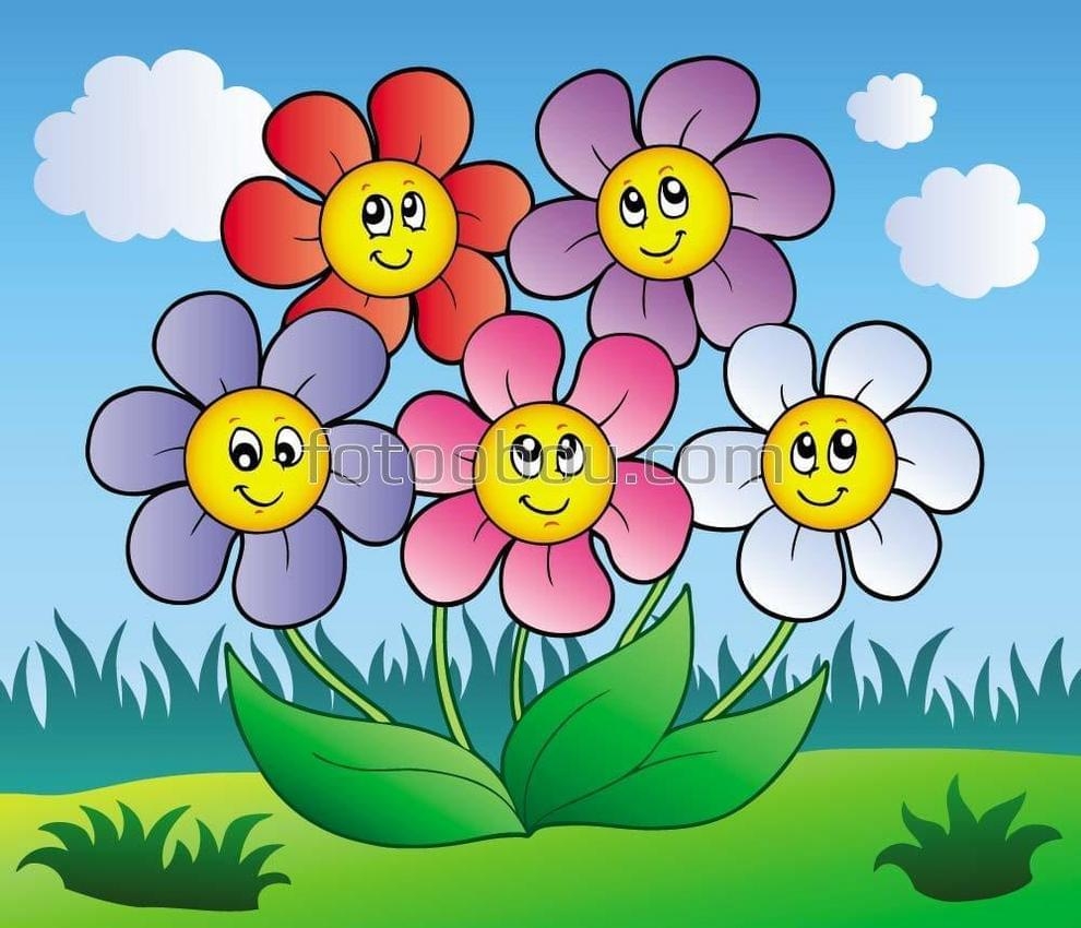 полянка с цветами картинки для детей