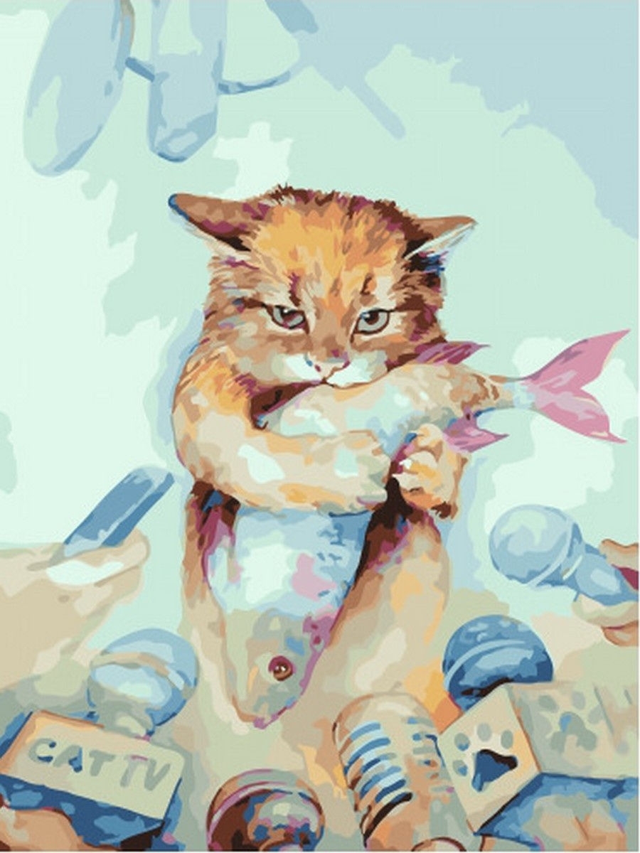 Открытки кот с рыбой