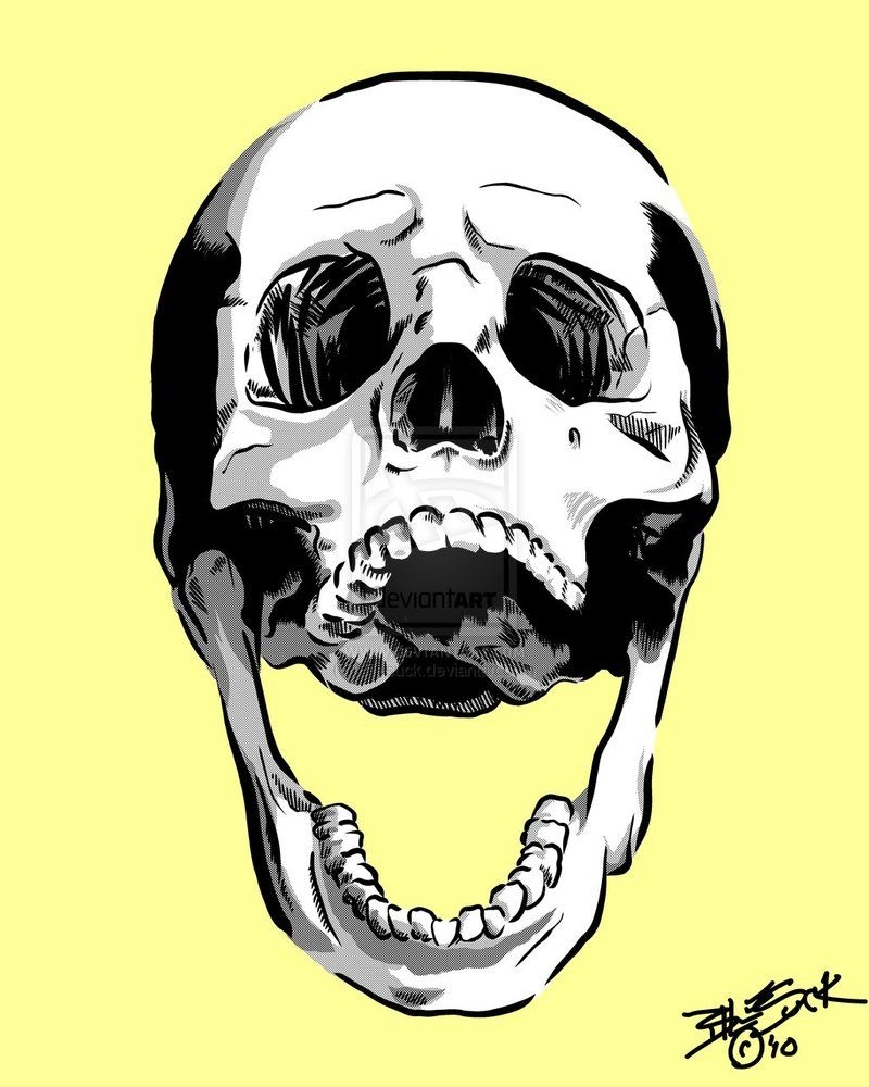 Рот скелета. Череп с раскрытым ртом.
