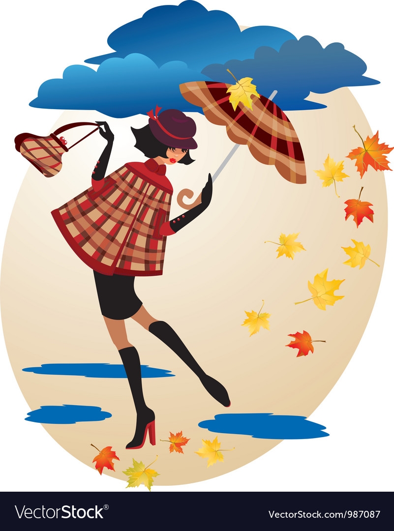 Девочка с зонтиком осень