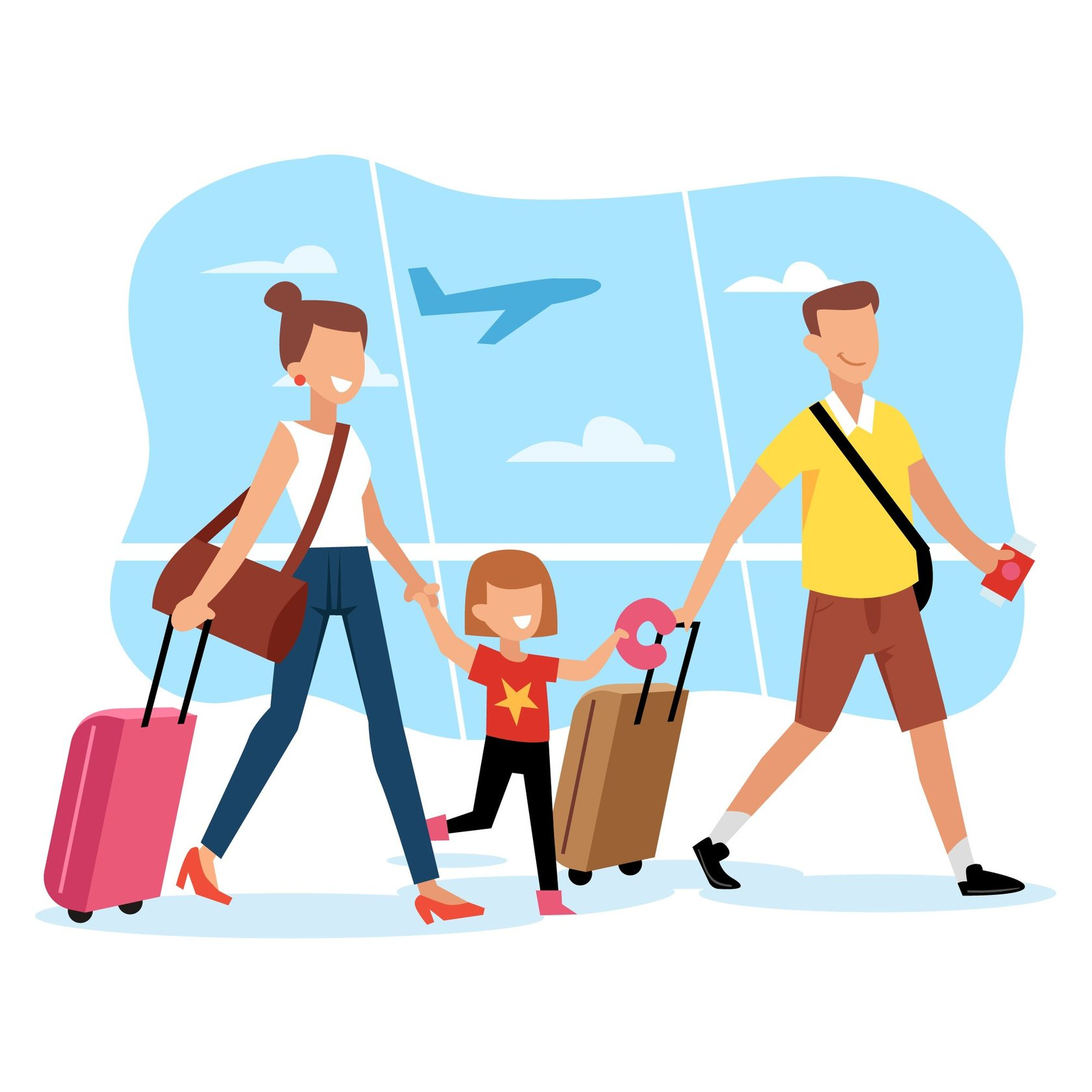 Маршрут семейного бюро путешествий. Семья путешествует. Путешествие с семьей. Путешествие с детьми. Туризм иллюстрация.