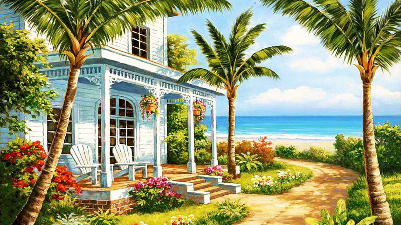 Дом у моря рисунок - 79 фото