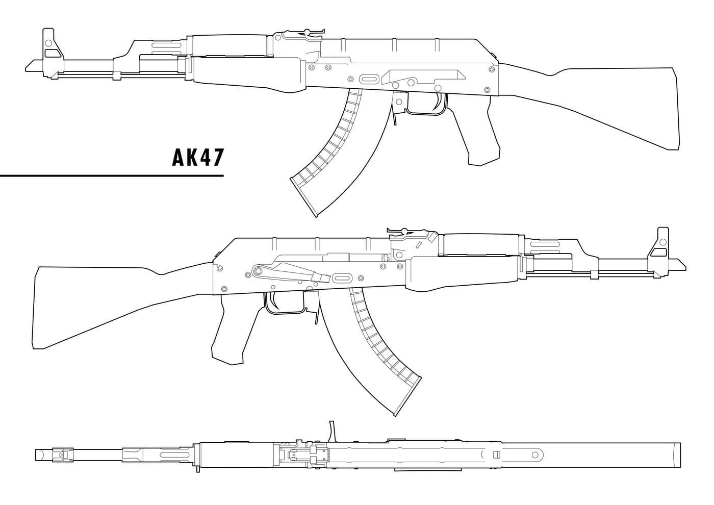 Ак 47 чертежи с размерами – Творческий проект «Изготовление макета автомата Калашникова АК-74»