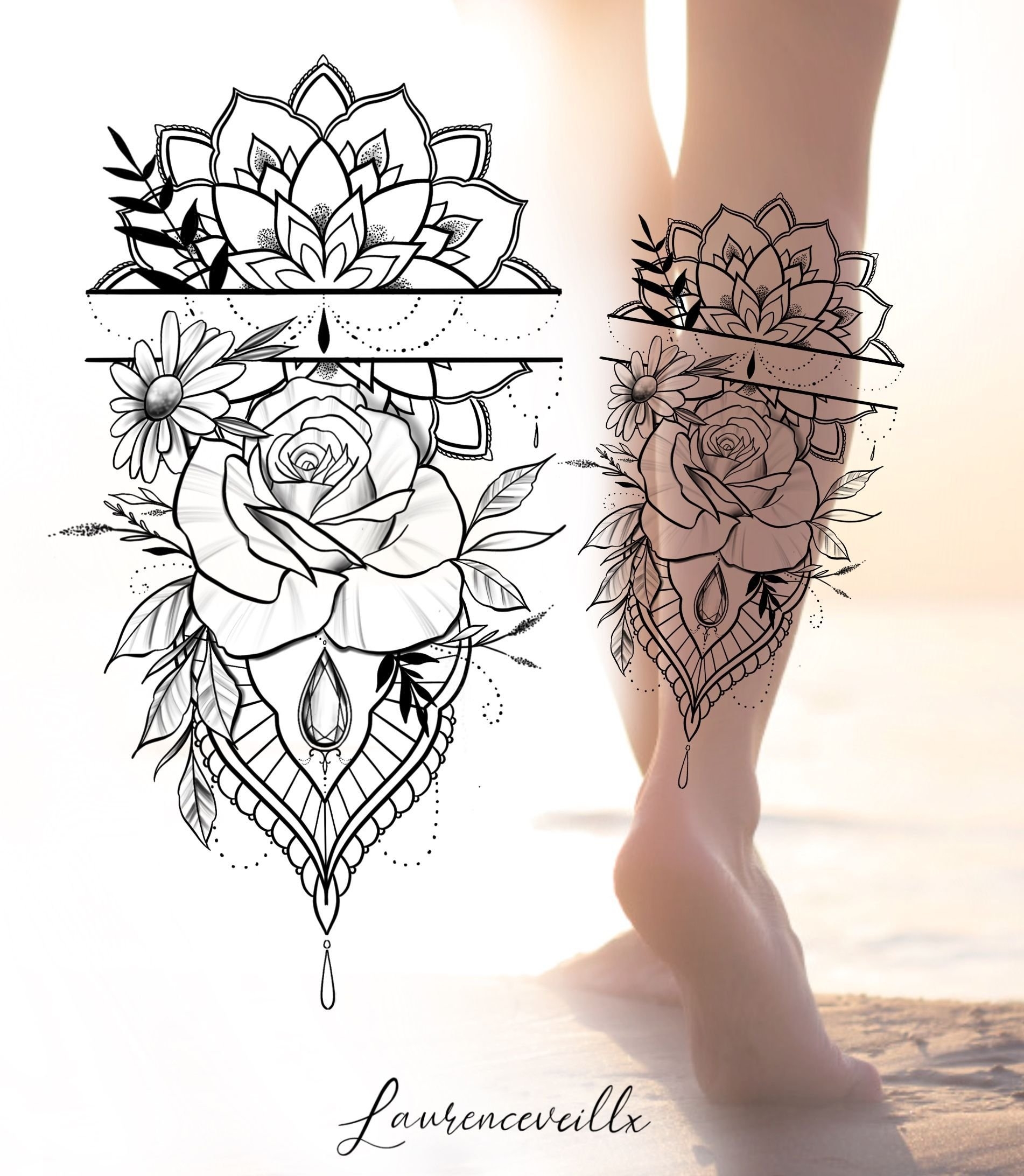 Татуировка на ноге для девушек на бедре - идеи и советы