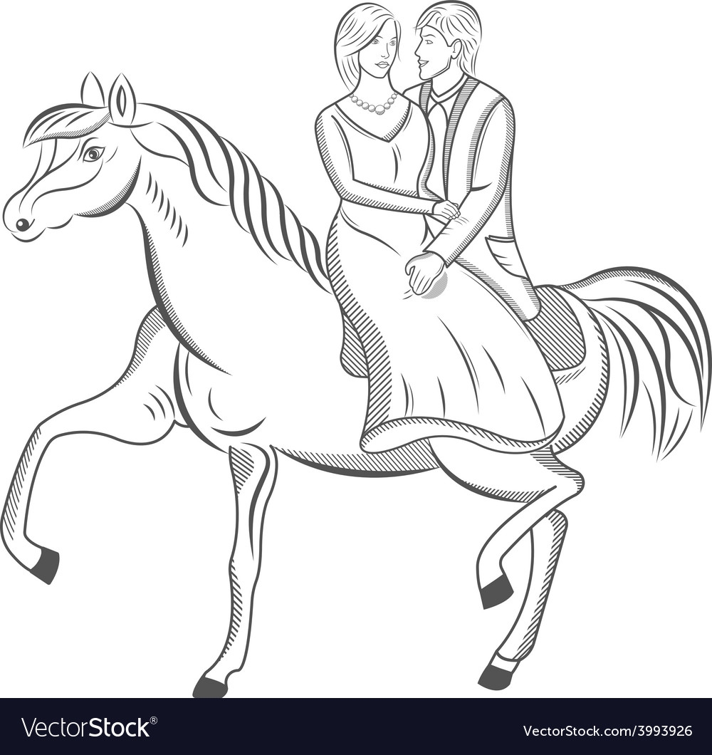«Принцесса на лошади» бесплатная раскраска для детей - мальчиков и девочек