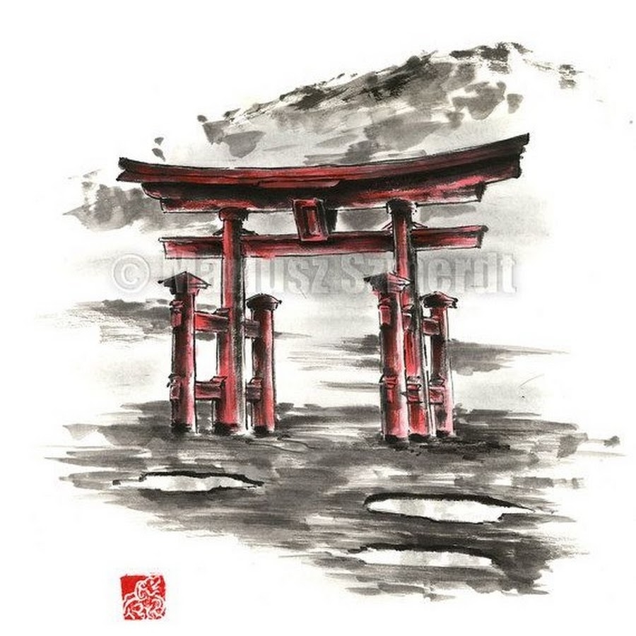 Картина Ворота Миядзима Тори в Японии
