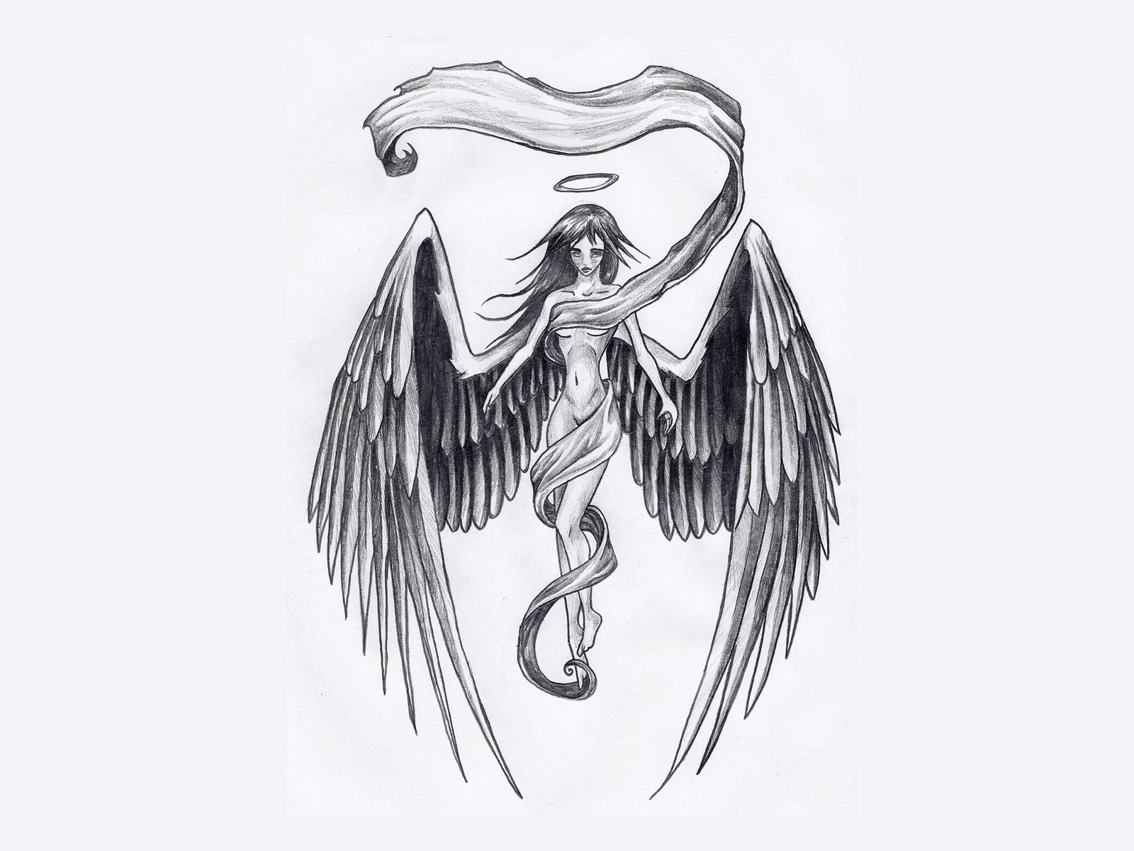 «Ангел» эскиз для тату на руке