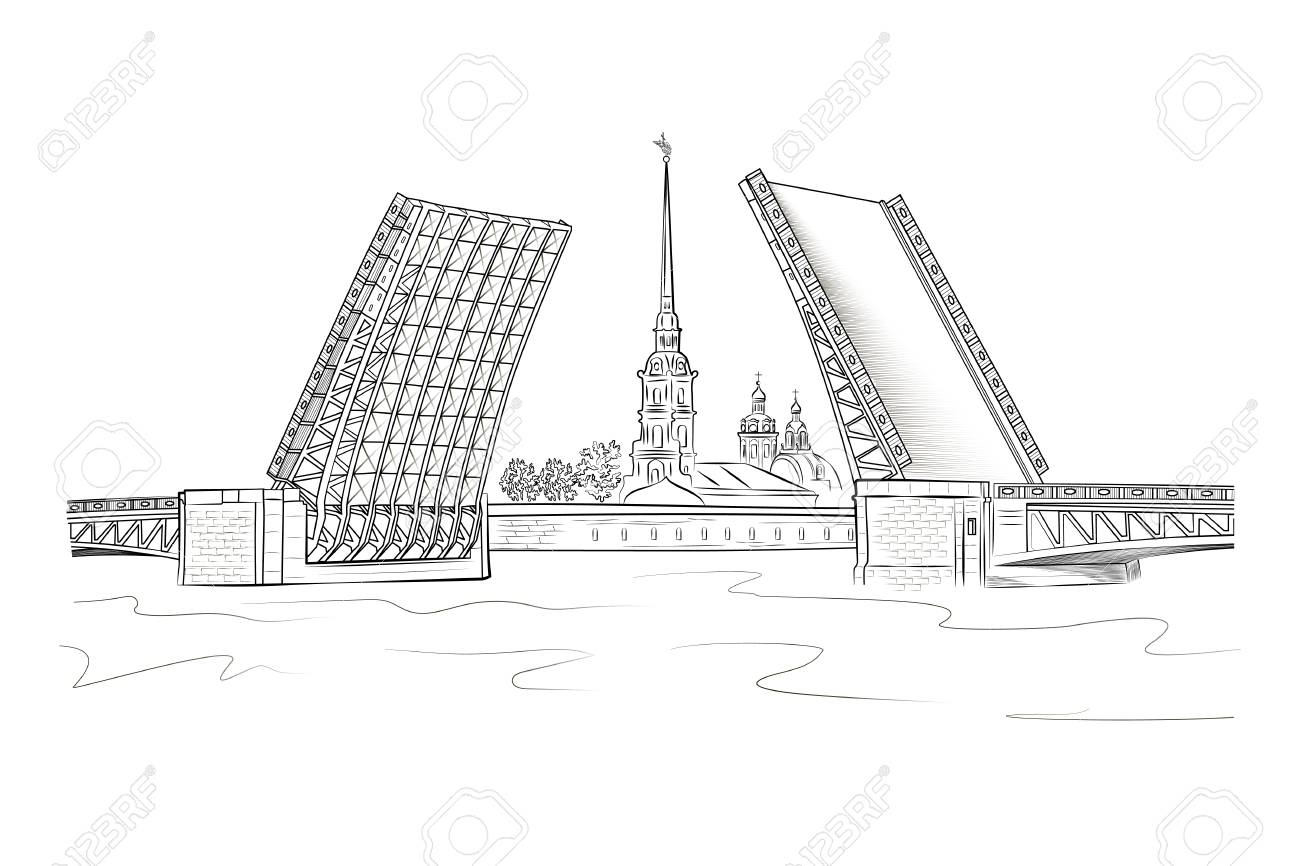 Дворцовый мост рисунок
