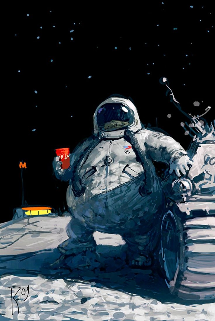 Космонавт на луне рисунок