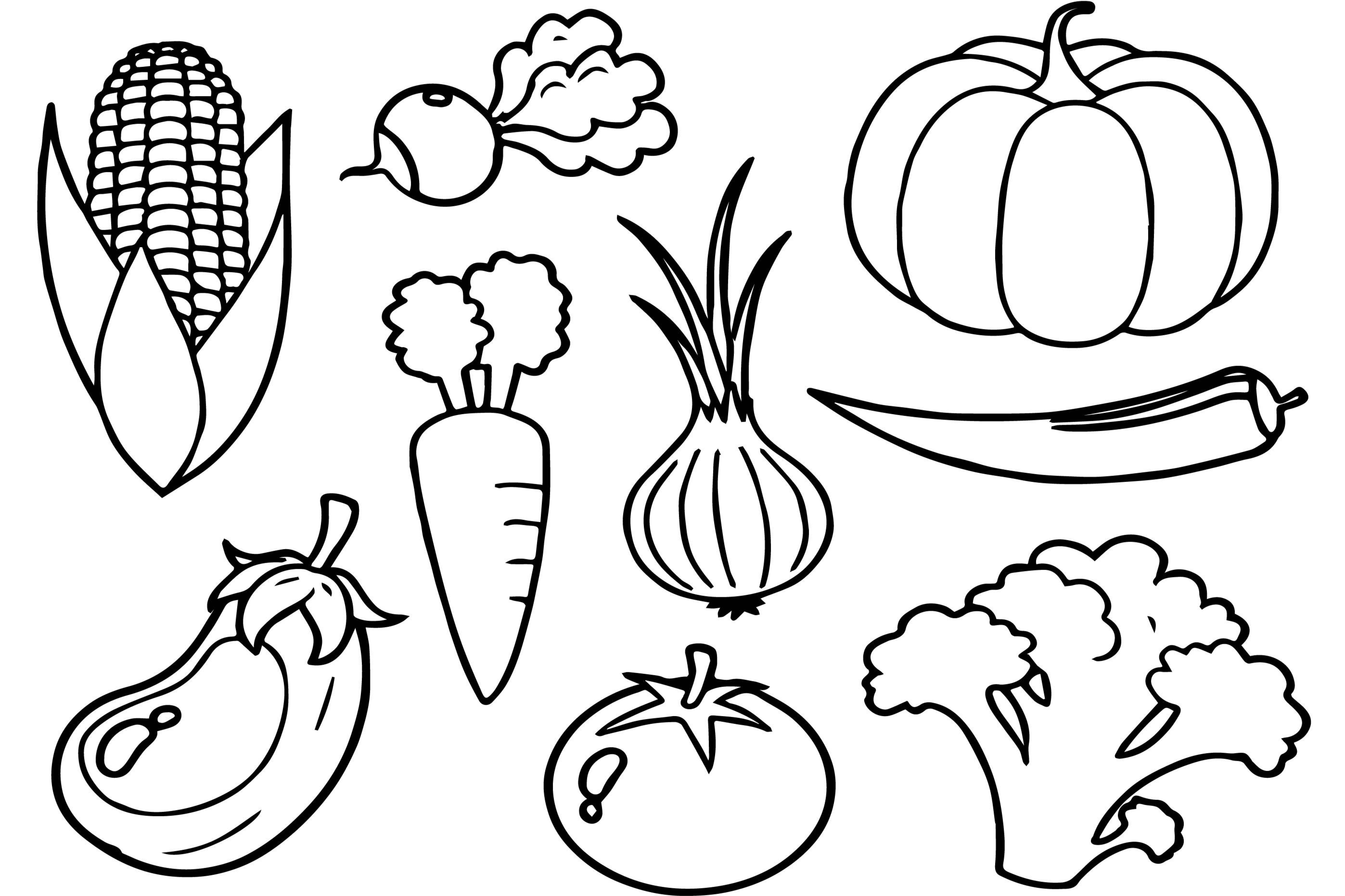 Распечатать раскраски овощи и фрукты для детей