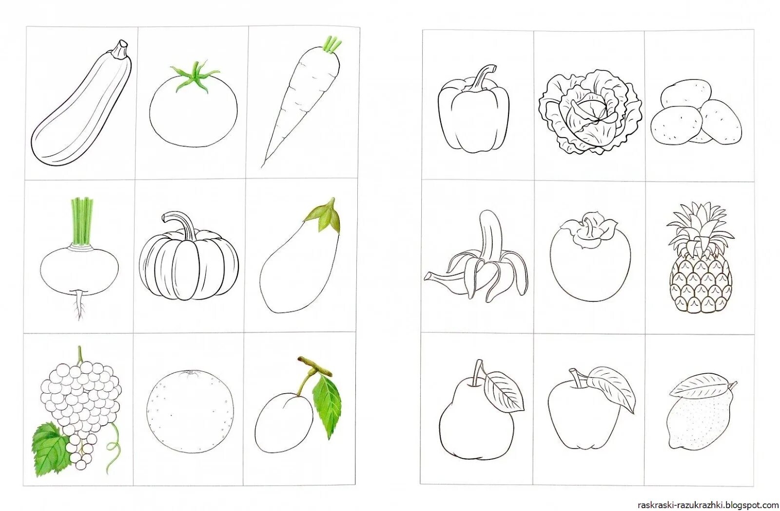 Раскраски простые овощи для маленьких детей скачать