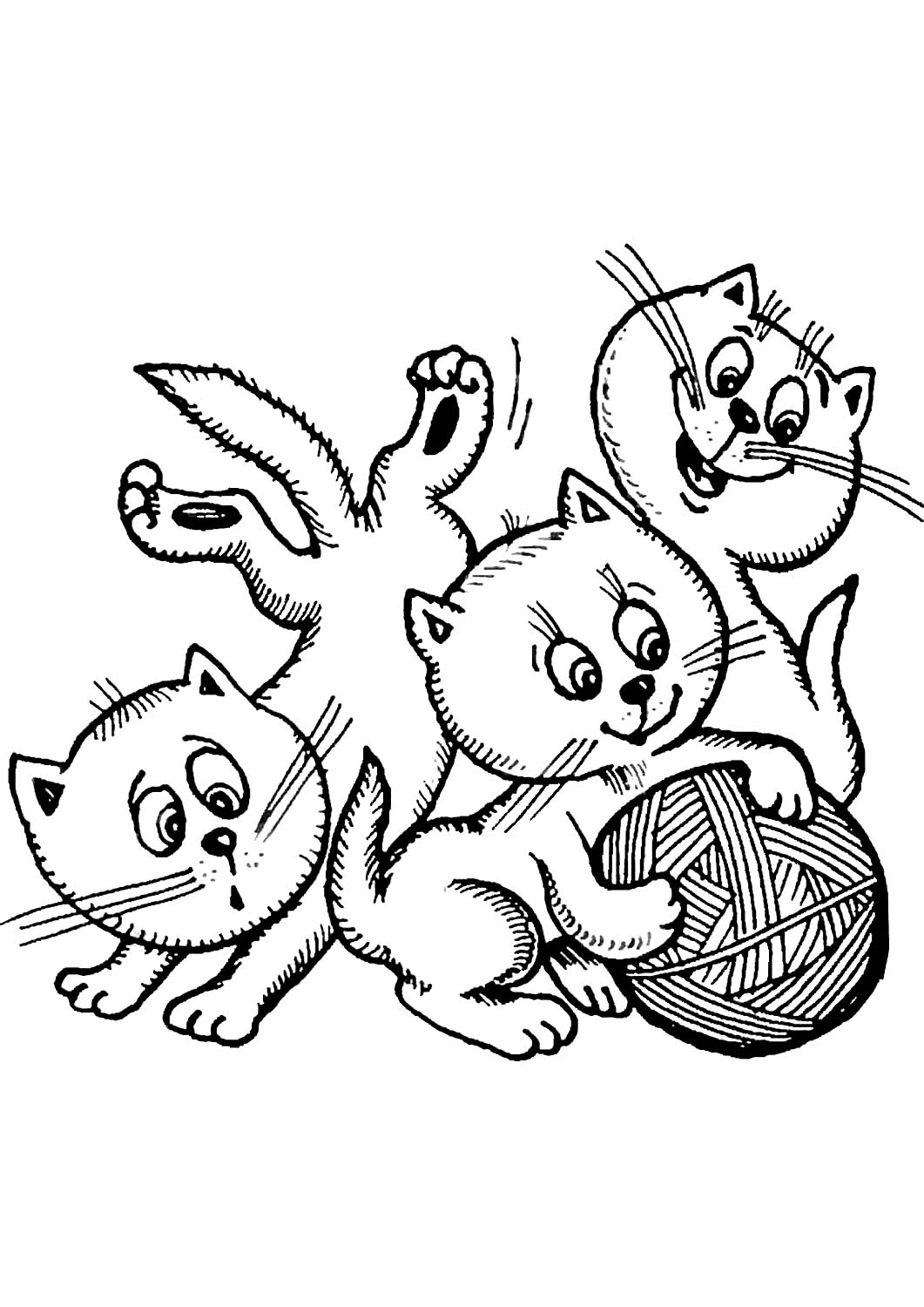 Раскраска три котенка