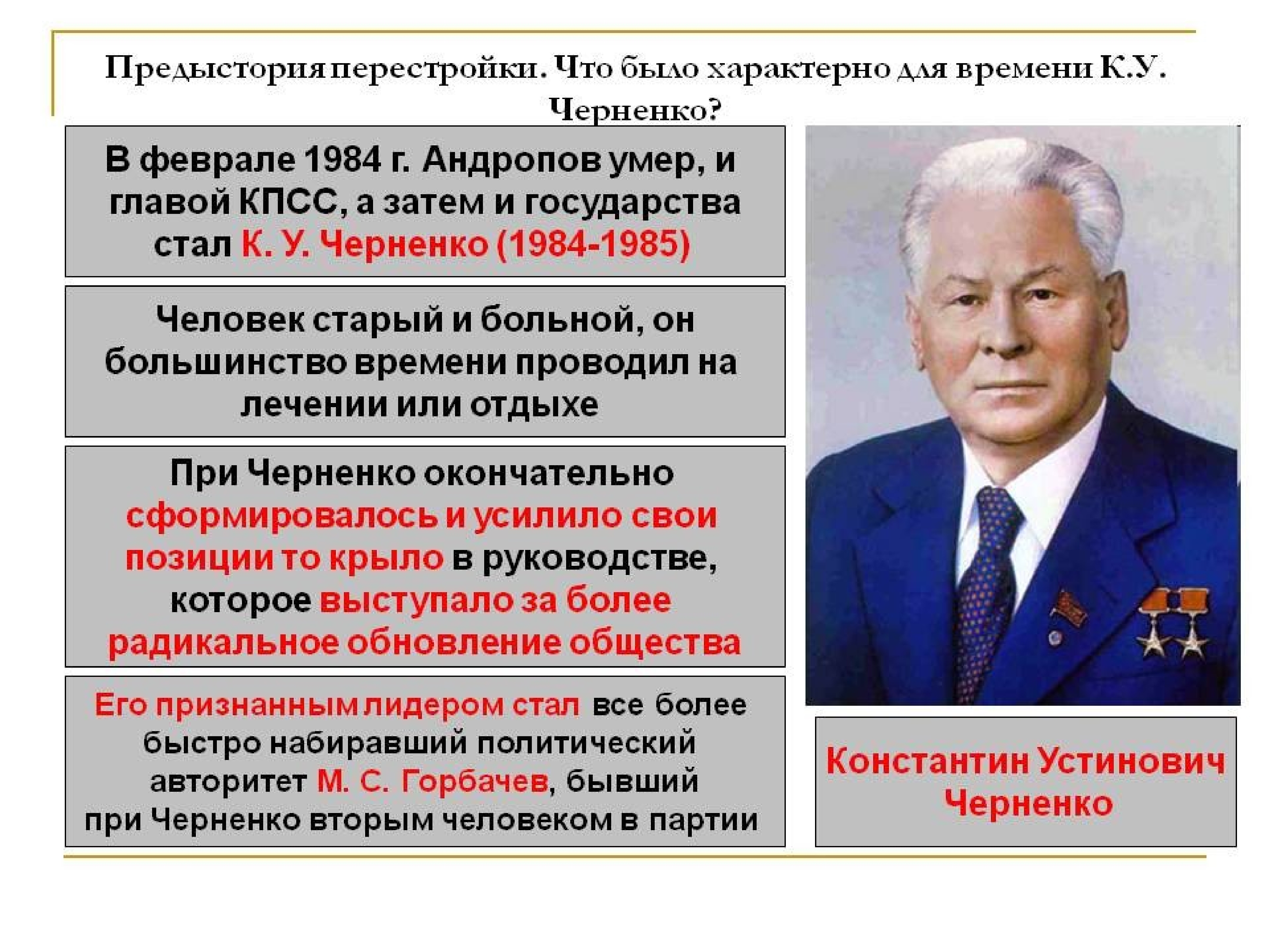 Перестройка противоречия. Политика при Андропове и Черненко 1982-1995.