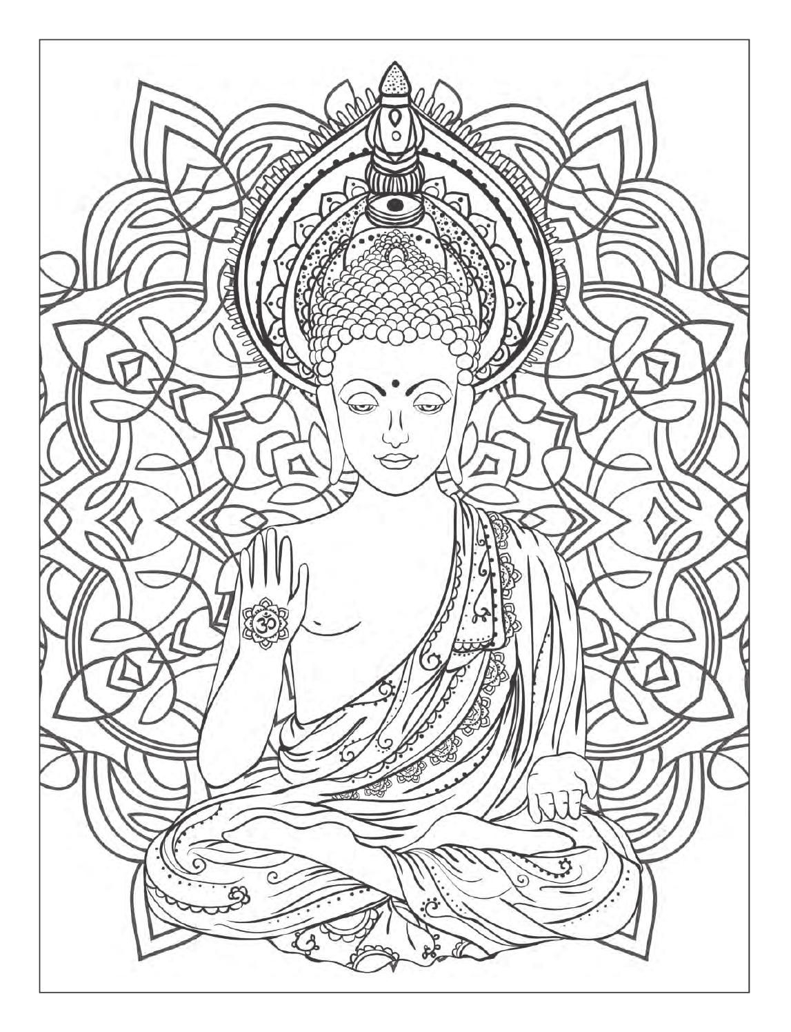 Раскраска Флажки и глаза Будды