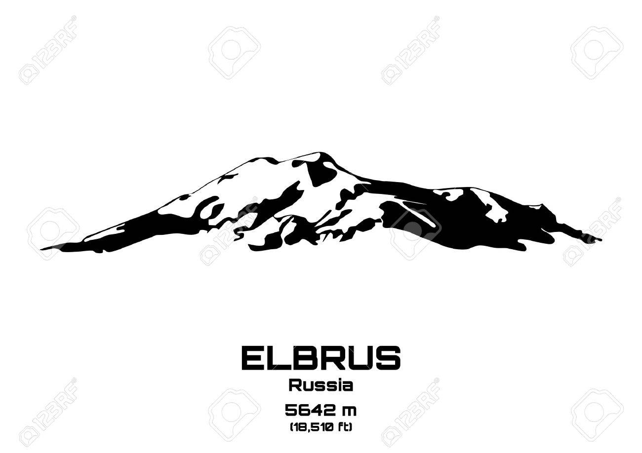 гора эльбрус черно белое