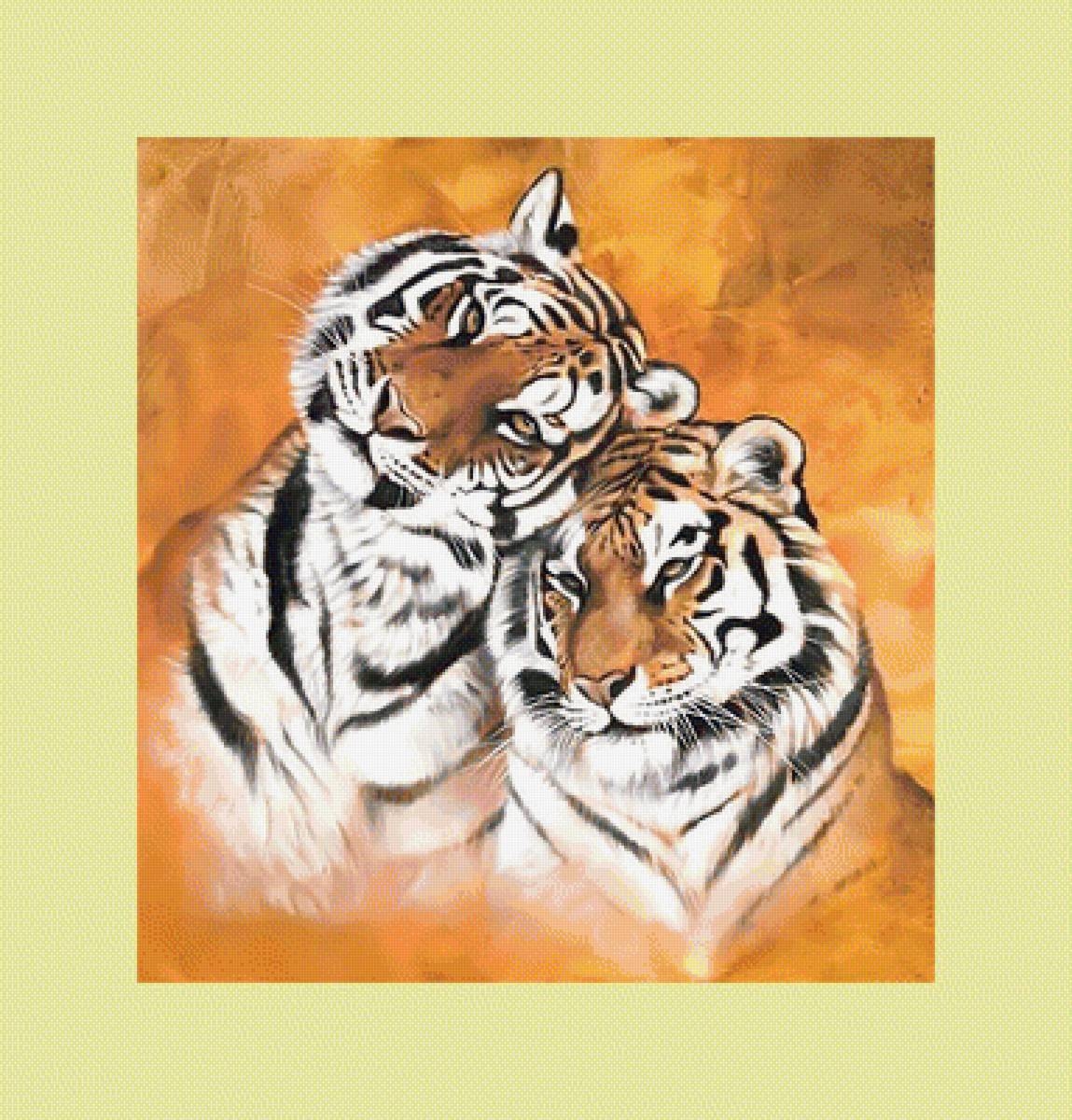Рисунок двух тигров - 80 фото