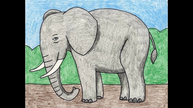 Слон рисунок легкий