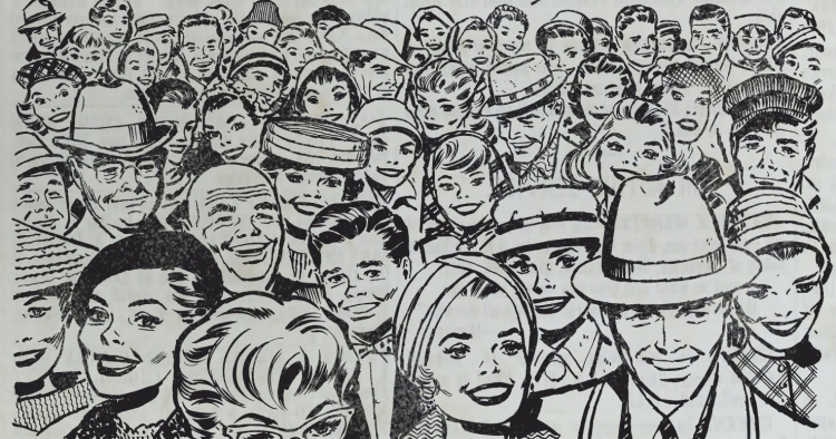 Рисунок карандашом толпа людей