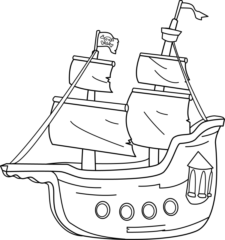 Пиратский корабль рисунок карандашом