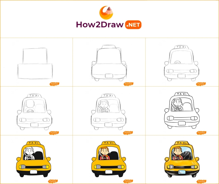Такси рисунок карандашом