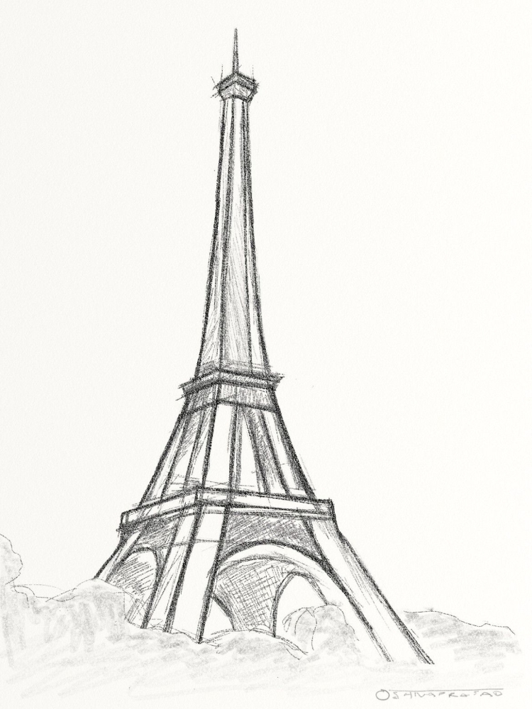 Эйфелева башня в париже рисунок карандашом