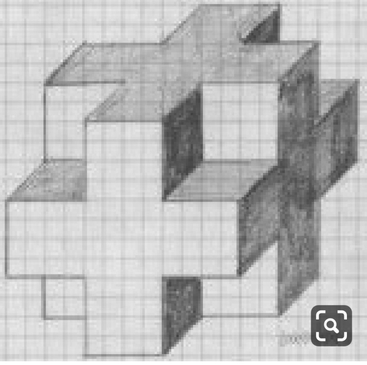 Куб объемный рисунок карандашом