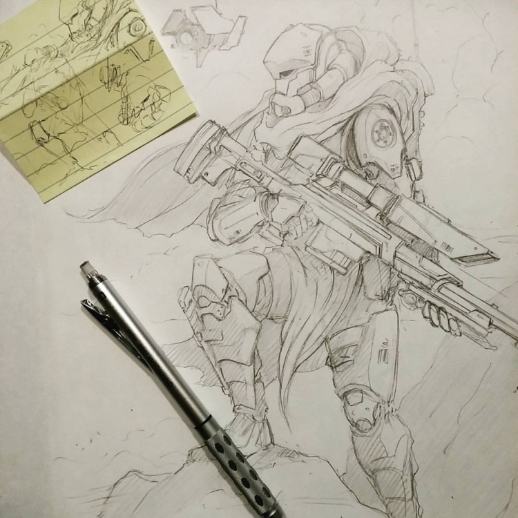Учимся как нарисовать снайпера карандашом