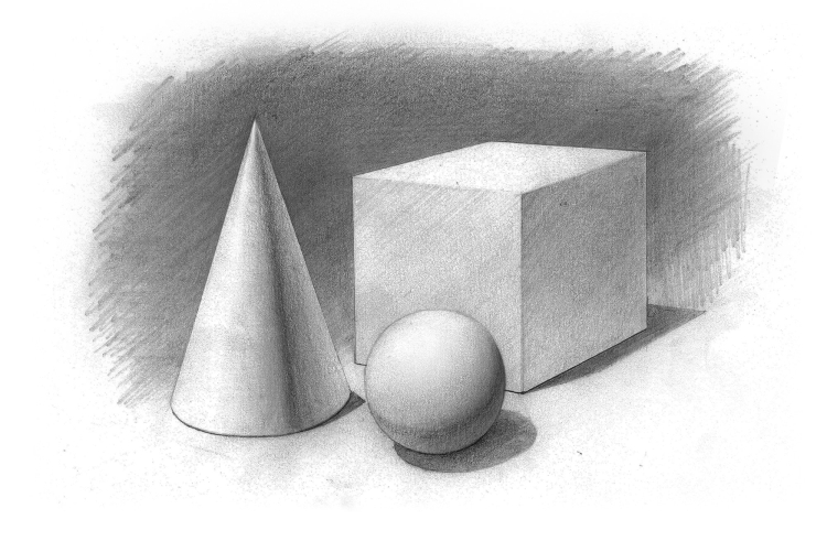 Куб и шар рисунок карандашом