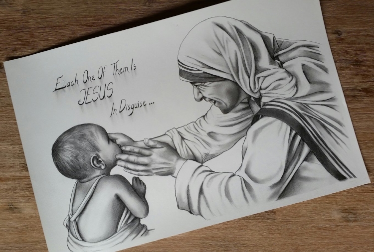 Рисунок карандашом малыш и мама
