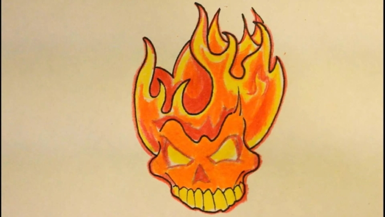 Рисунок огня пламени карандашом