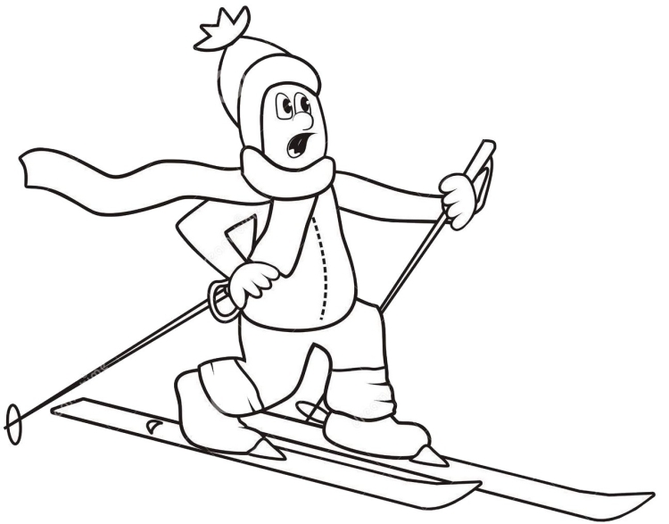 Человек на лыжах рисунок карандашом