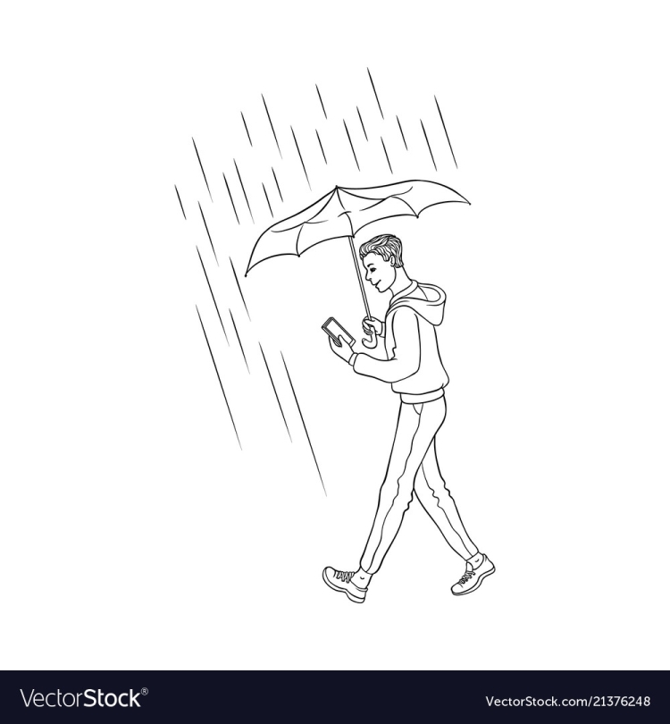 Человек под дождем рисунок легкий