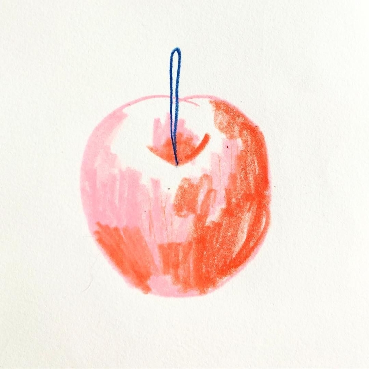Яблоко рисунок карандашами цветными