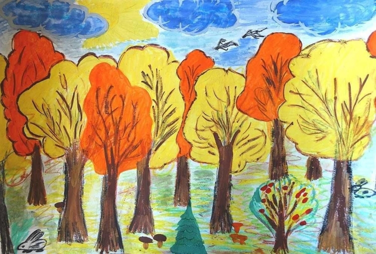 Легкий рисунок осенний лес