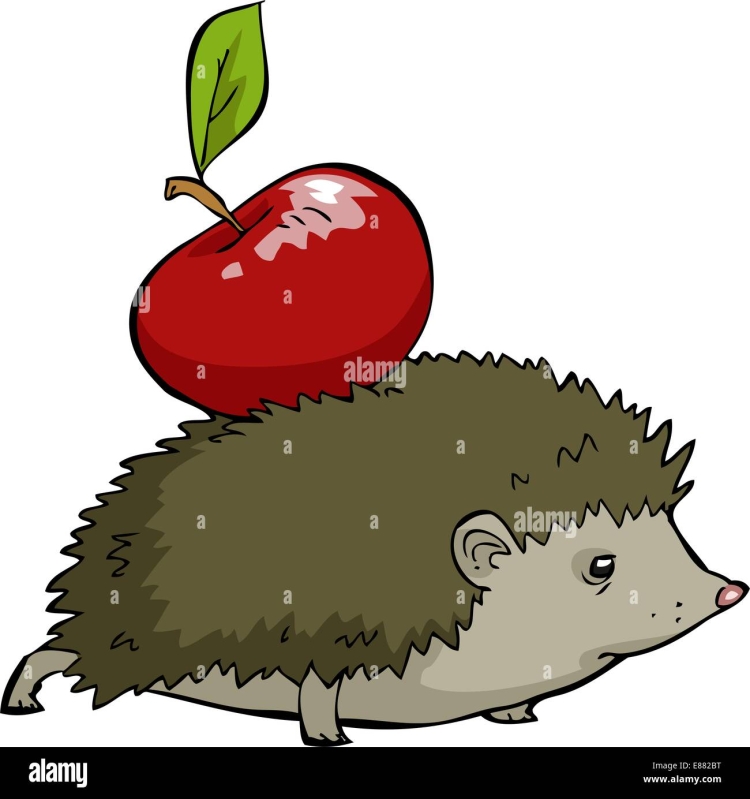 Ежик с яблоком рисунок