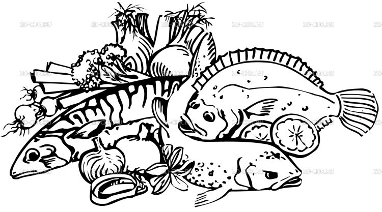 Рыбные продукты раскраска