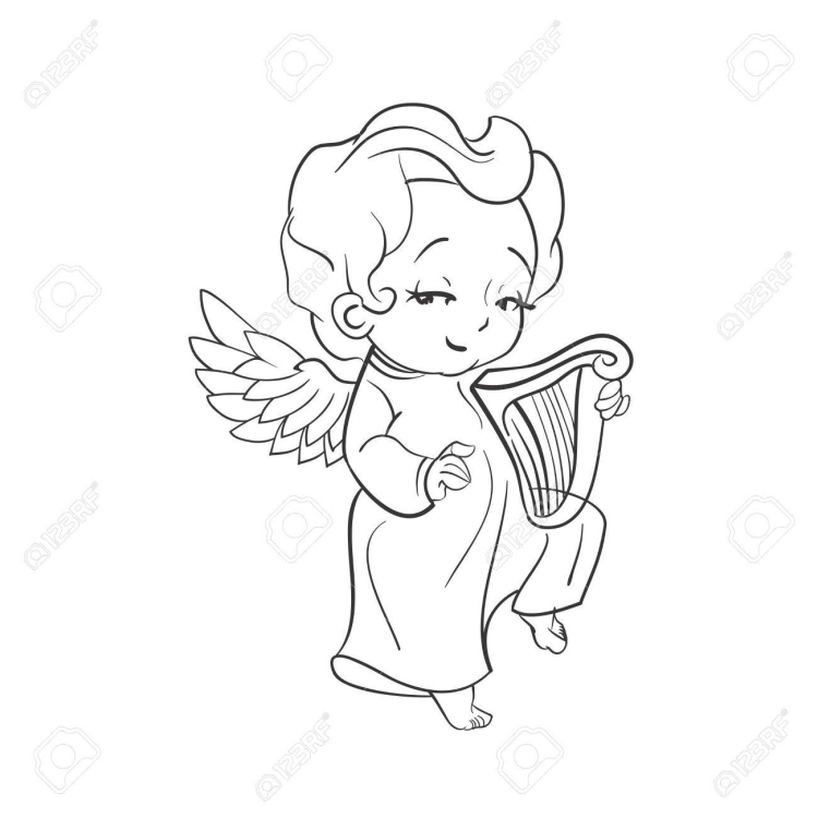 Рисунок ангелочка с крыльями