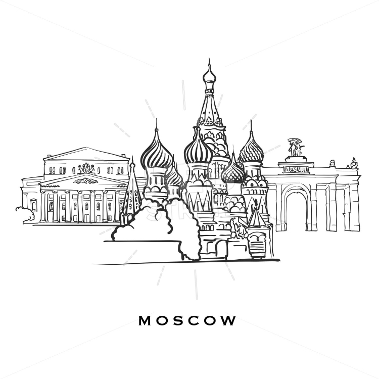 Кремль черно белый рисунок