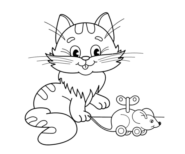 Кошка и мышка раскраска