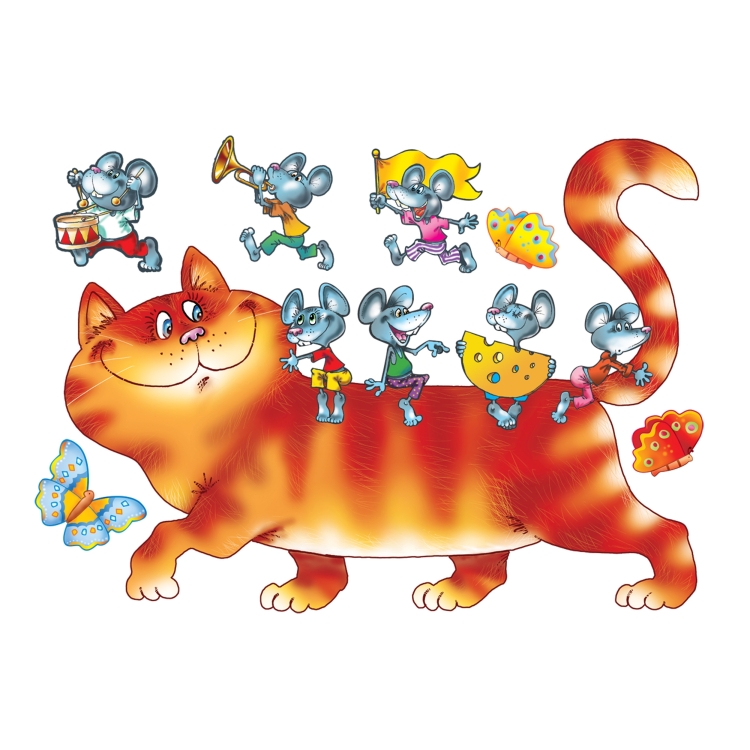 Кот и мышь наклейка