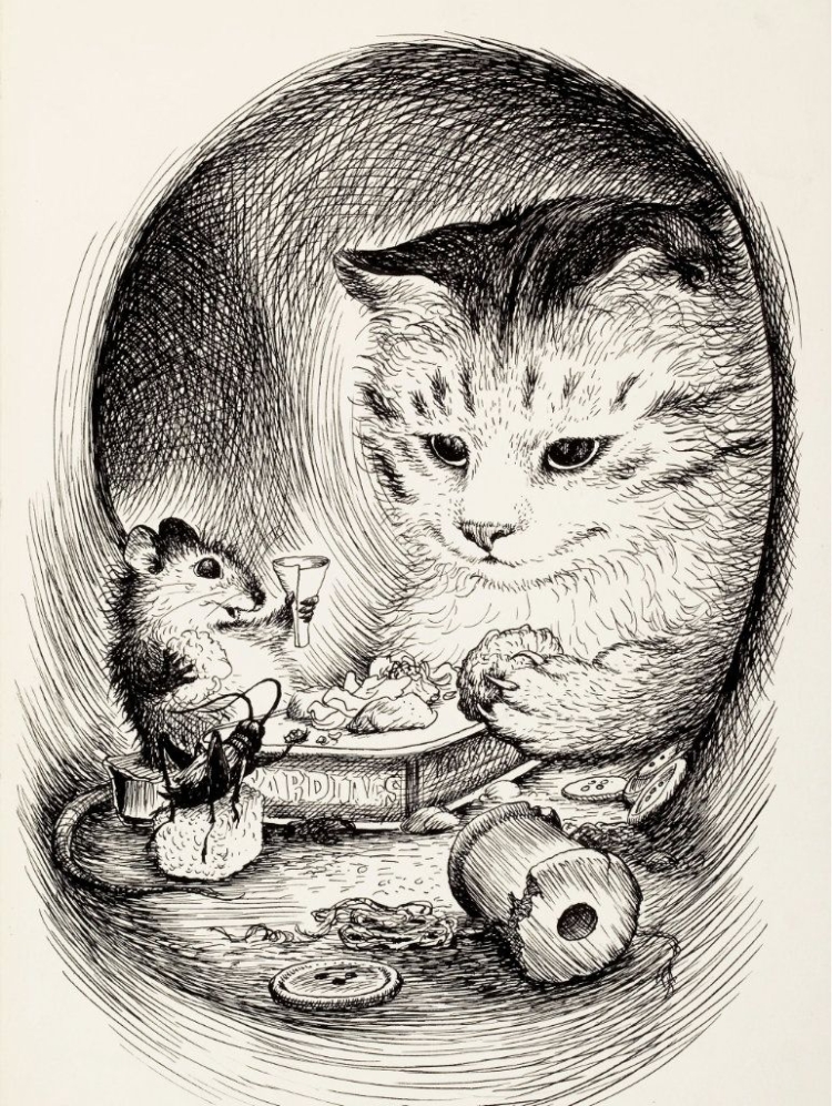 Кот и мышь рисунок