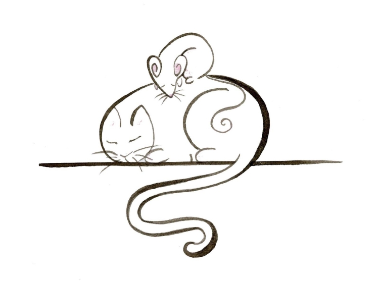 Кошка и мышка рисунок