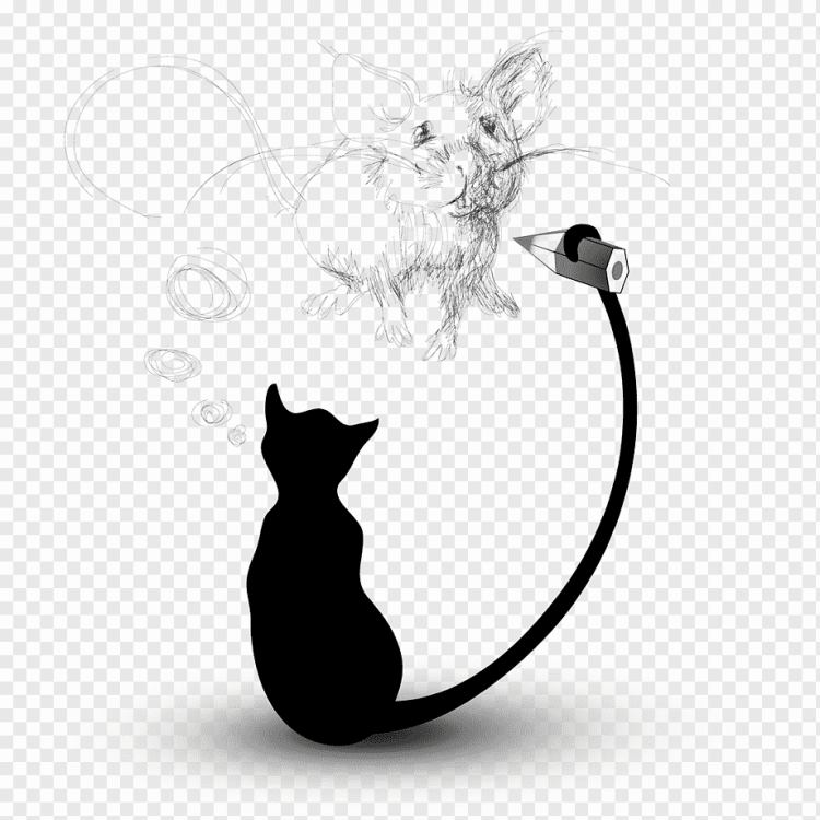 Черная кошка и мышка