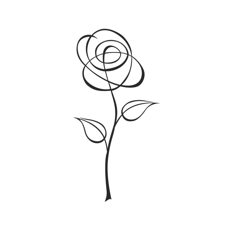 Рисунок одной линией роза
