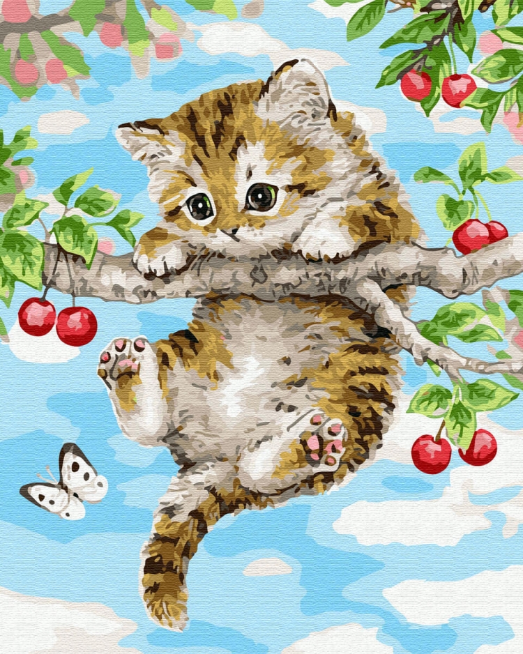 Кошка на дереве рисунок