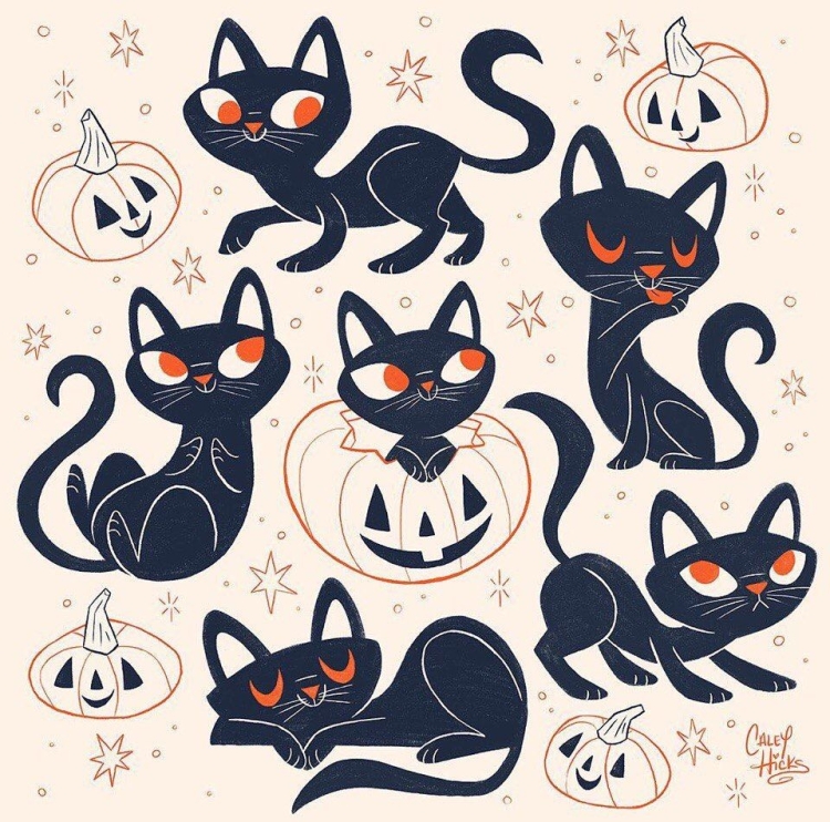 Черная кошка на Хэллоуин