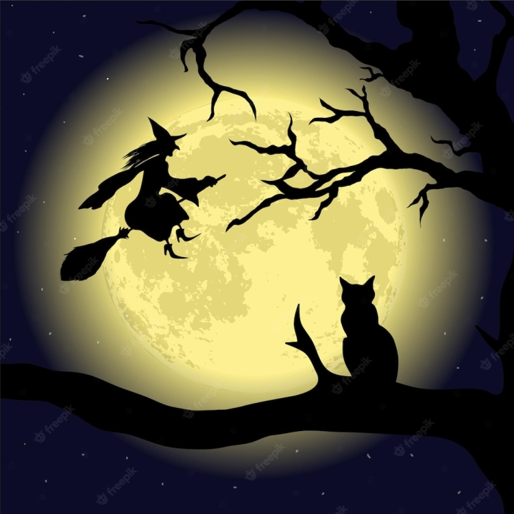 Кот на дереве и Луна